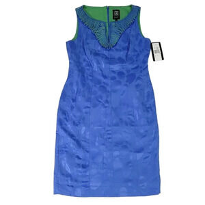 Jax Marine Blue Green Grass Sheath Lined Dress NWT Size 12 Knee Length